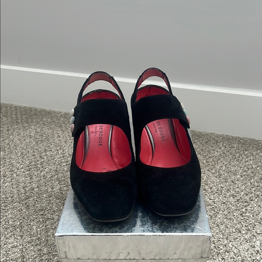 Pas De Rouge Black Mary Jane Heels